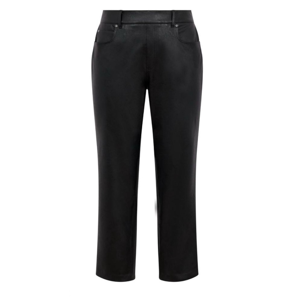 NWT SPANX II Slim Straight Faux Leather Pant Luxe Black 20528Q Women's 1X PETITE